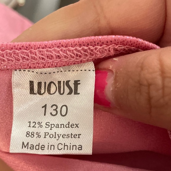 Luose Pink Shiny Sleeveless Leotard size S 6/7 - Picture 2 of 4